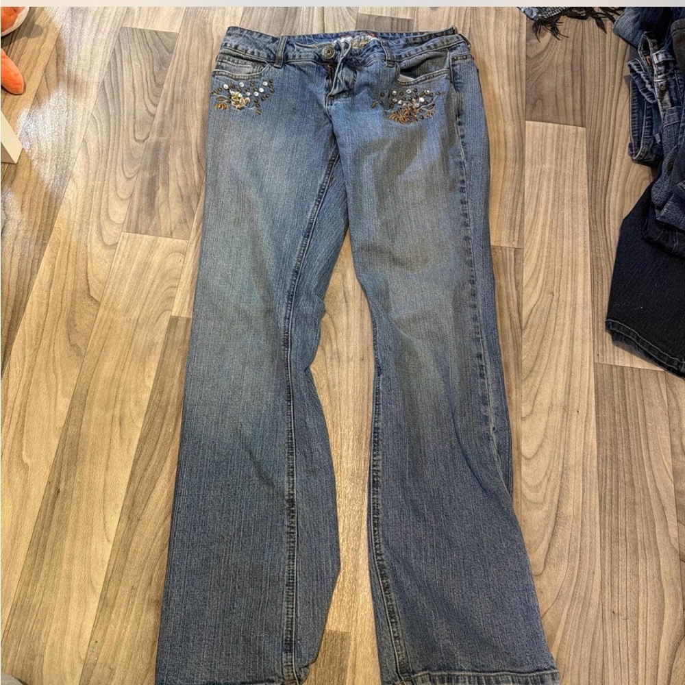 Guess Blue Boot Cut Jeans with Embellishments